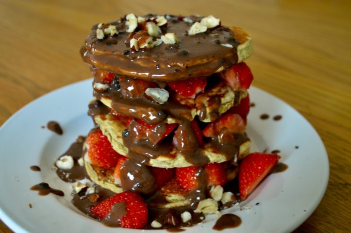 Chocolate Protein Pancake Stack